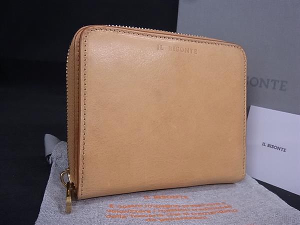 ■極美品■ IL BISONTE イルビゾンテ レザー 二つ折り 財布 ウォレット 札入れ 小銭入れ カード入れ レディース ベージュ系 BK7592