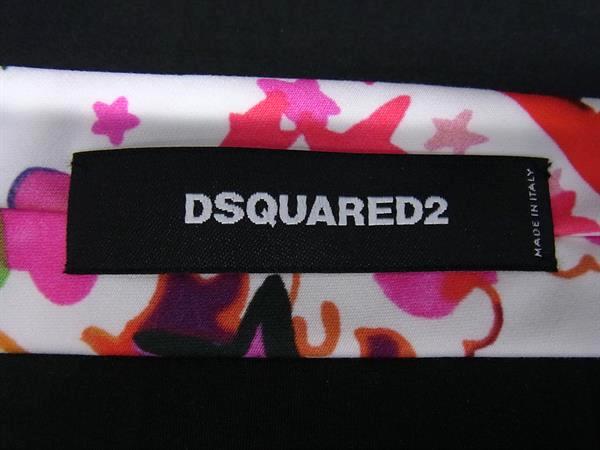 ■新品同様■ DSQUARED2 ディースクエアード コットン98％×ポリウレタン×2％ ネクタイ メンズ ホワイト系×マルチカラー BK8170