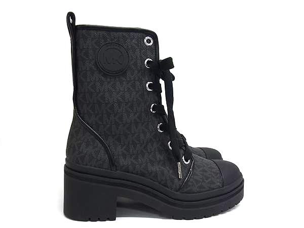 ■極美品■ MICHAEL KORS マイケルコース MK柄 PVC ショートブーツ 表記サイズ 7M (約24.0cm) 靴 シューズ ブラック系 BK9139_2