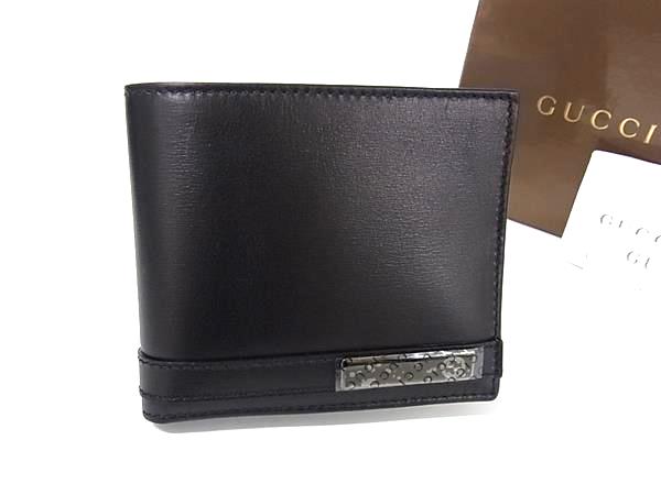■新品■未使用■ GUCCI グッチ 233100 インターロッキングG レザー 二つ折り 財布 ウォレット 札入れ メンズ ブラック系 BK9579