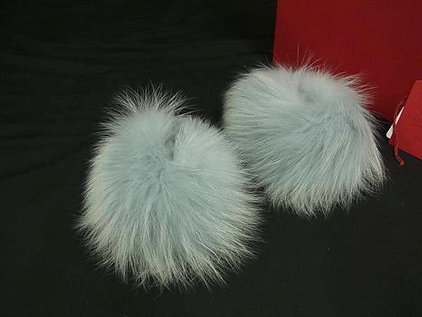 ■新品■未使用■ VALENTINO GARAVANI ヴァレンティノ ガラヴァーニ ブルーフォックス ハンドウォーマー M ライトブルー系 BL1521