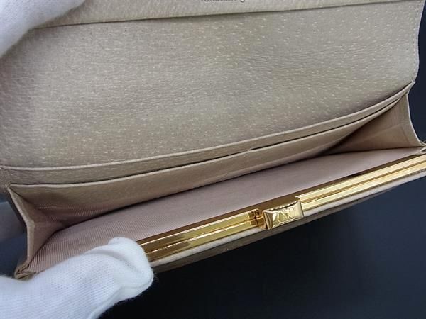 ■極美品■ VALENTINO GARAVANI ヴァレンティノ ガラヴァーニ レザー がま口 二つ折り 長財布 ウォレット ベージュ系 BL3529