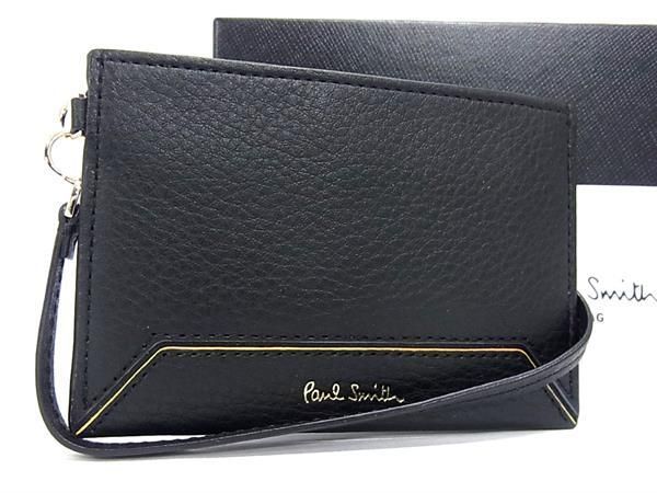 ■新品同様■ Paul Smith ポールスミス レザー カードケース カード入れ パスケース 定期入れ メンズ レディース ブラック系 BL3863