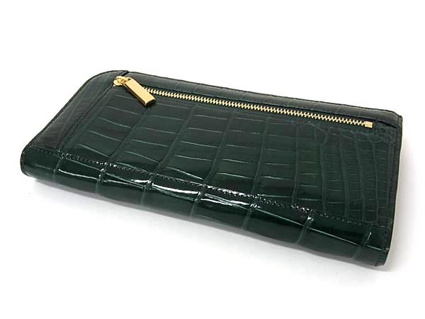 ■極上■本物■JRA公認■新品■未使用■ HALEINE アレンヌ クロコダイル L字ファスナー 長財布 札入れ 小銭入れ グリーン系 BL8647_1