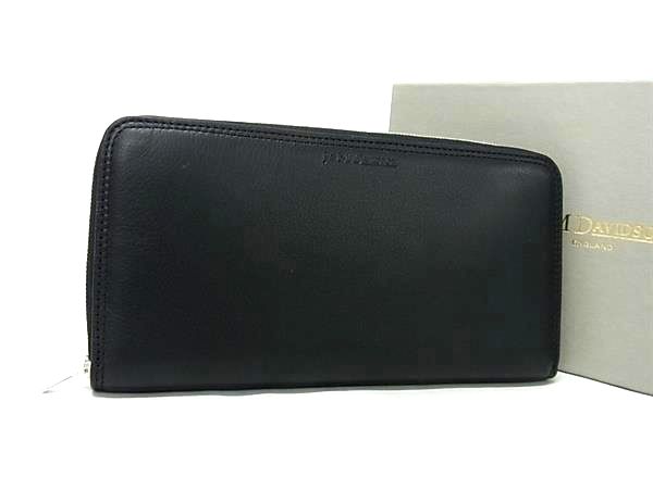 ■新品■未使用■ J＆M DAVIDSON ジェイアンドエムデヴィッドソン レザー ラウンドファスナー 長財布 ウォレット ブラック系 BM4390