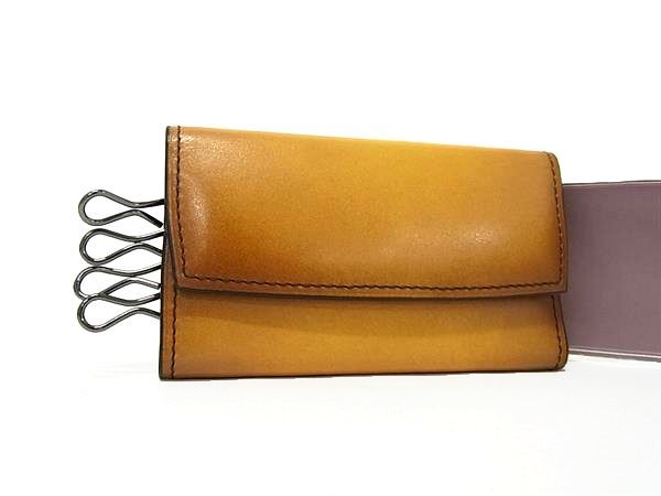 ■新品同様■ yuhaku ユハク レザー 4連 キーケース 鍵入れ レディース メンズ ブラウン系 BM5915