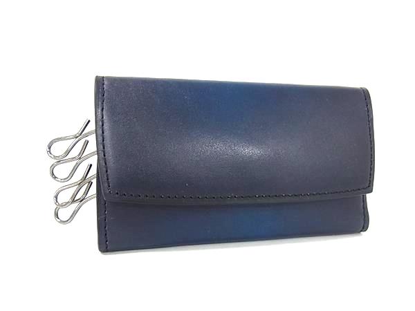 ■新品■未使用■ yuhaku ユハク レザー 4連キーケース 鍵入れ レディース メンズ ネイビー系 BM5919