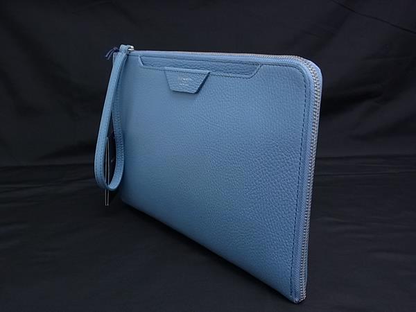 ■極美品■ PELLE MORBIDA ペッレ モルビダ レザー クラッチバッグ セカンドバッグ レディース メンズ ライトブルー系 BM7490 □極美品□ PELLE MORBIDA ペッレ モルビダ レザー クラッチバッグ