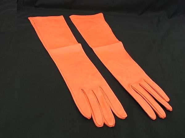 ■新品同様■ EMILIO PUCCI エミリオプッチ ラムスキン ロング 手袋 グローブ レディース レディース オレンジ系 BM7519