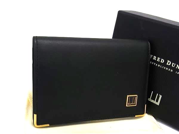 ■新品同様■ dunhill ダンヒル レザー カードケース カード入れ 名刺入れ メンズ ブラック系 BM9490