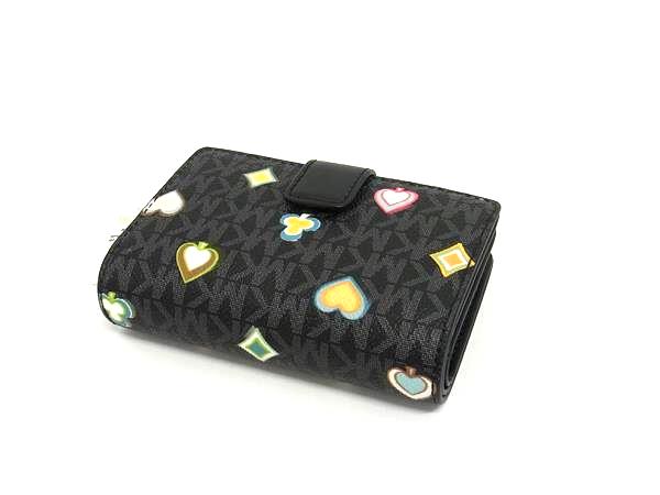 ■新品■未使用■ MICHAEL KORS マイケルコース  MK柄 PVC 二つ折り 財布 ウォレット 小銭入れ レディース  ブラック系 BM9712_1