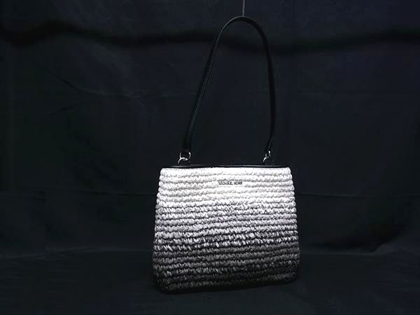 ■新品■未使用■ MICHAEL KORS マイケルコース ストロー ワンショルダーバッグ 肩掛け レディース グレー系×ホワイト系 BM9721