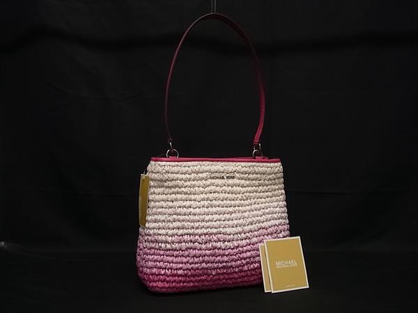 ■新品同様■ MICHAEL KORS マイケルコース プラット ミディアム オンブレ ワンハンドル ハンドバッグ ショルダー ピンク系 BM9731