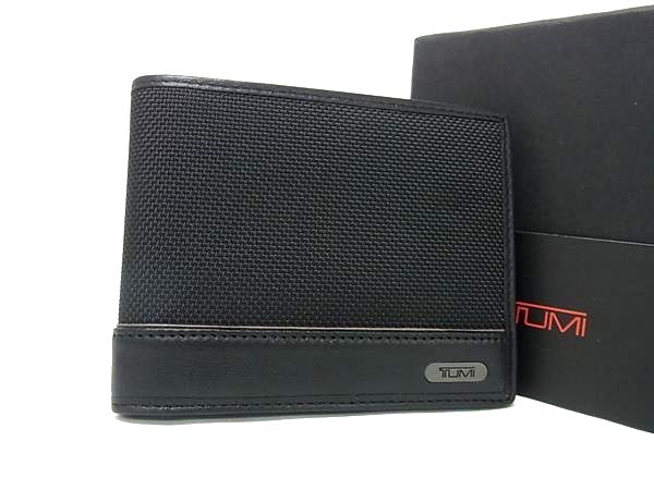■新品■未使用■ TUMI トゥミ 019337D ナイロンキャンバス×レザー 二つ折り 財布 ウォレット 札入れ 小銭入れ ブラック系 BM9927