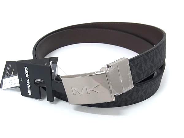 ■新品■未使用■ MICHAEL KORS マイケルコース MK柄 レザー ベルト 表記サイズ NS レディース メンズ ブラック系 BN2093