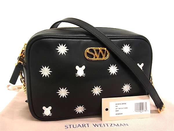 ■極美品■ Stuart Weitzman スチュアート ワイツマン レザー アニマル ショルダーバッグ クロスボディ 斜め掛け ブラック系 BN2171