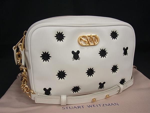 ■新品同様■ STUART WEITZMAN スチュアート ワイツマン レザー アニマル ショルダーバッグ クロスボディ ホワイト系 BN2175