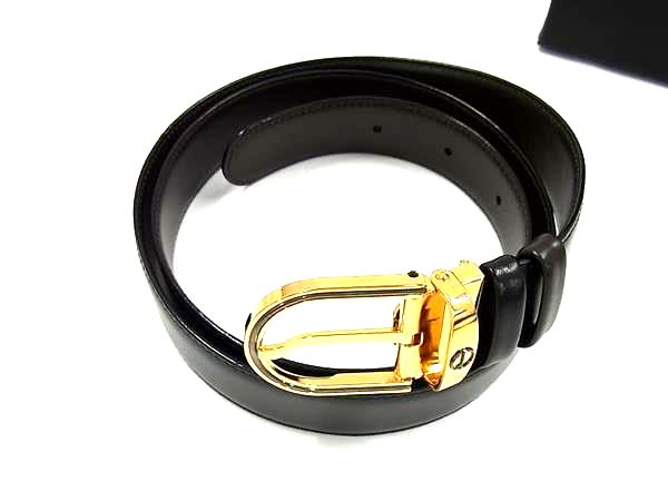 ■極美品■ ALFRED DUNHILL アルフレッドダンヒル レザー ゴールド金具 リバーシブル ベルト サイズ40/100 メンズ ブラック系 BN4282