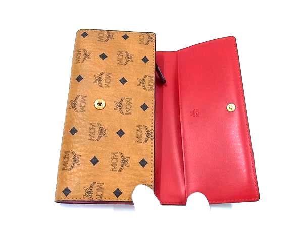 ■極美品■ MCM エムシーエム モノグラム ヴィセトス柄 レザー 三つ折り 長財布 ウォレット ブラウン系 BN4768_2