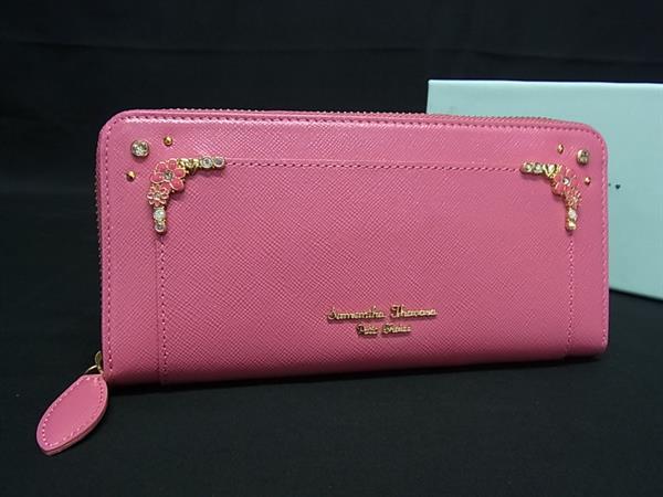 ■極美品■ Samantha Thavasa サマンサタバサ プチチョイス レザー ラウンドファスナー 長財布 ウォレット ピンク系 BN4777