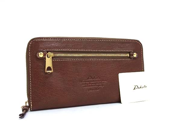 ■新品同様■ DAKOTA ダコタ モデルノ レザー ラウンドファスナー 長財布 ウォレット 札入れ 小銭入れ カード入れ ブラウン系 BN5391