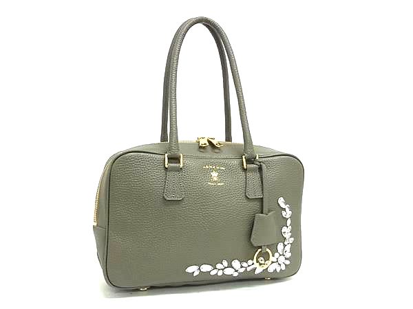 ■新品同様■ ADMJ エーディーエムジェイ レザー ビジュー ハンドバッグ トートバッグ レディース グレージュ系 BN6233