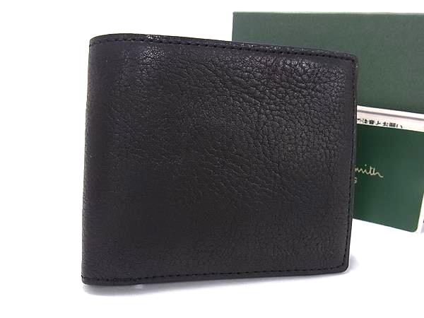 ■美品■ Paul Smith ポールスミス レザー 二つ折り 財布 ウォレット 札入れ 小銭入れ メンズ ブラック系 BN8987