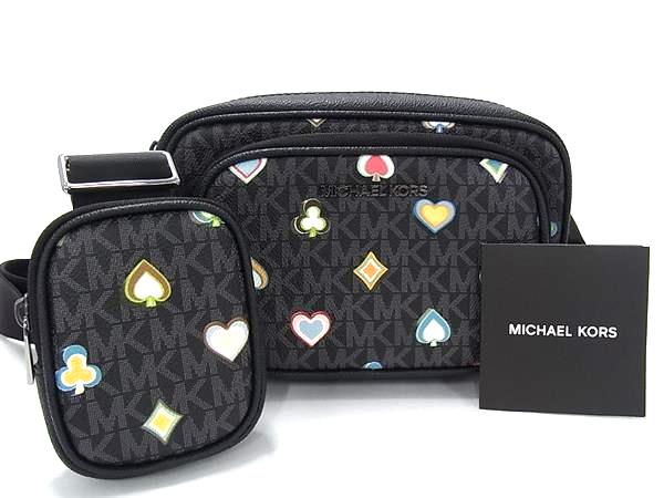 ■新品■未使用■ MICHAEL KORS マイケルコース COOPER カメラバッグ MK柄 PVC ショルダー 斜め掛け ブラック系×グレー系 BN9539