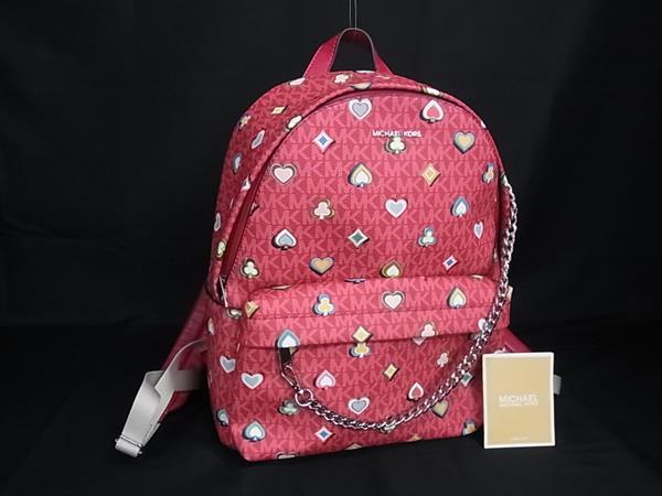 ■新品■未使用■ MICHAEL KORS マイケルコース SLATER PVC リュックサック バックパック デイパック ピンク系×マルチカラー BN9541