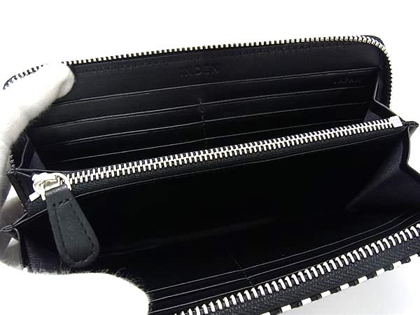 極美品】 印傳屋 INDEN-YA 長財布 黒鹿革 ラウンドファスナー 菊