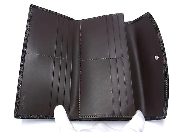 ■新品同様■ INDEN-YA 印傳屋 インデンヤ アデヤ 鹿革 漆塗り 花柄 三つ折り 長財布 ウォレット  レディース ブラック系 BP1132_3