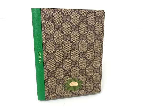 ■新品■未使用■ GUCCI グッチ GGスプリーム PVC 花 フラワー ノートブック 手帳 文房具 ステーショナリー ブラウン系 BP2397