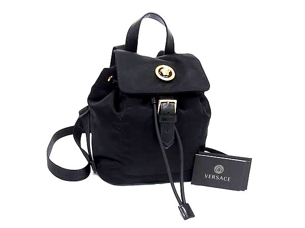 ■新品■未使用■ VERSACE ヴェルサーチ メデューサ ナイロン 巾着型 ミニリュックサック バックパック デイパック ブラック系 BP2402