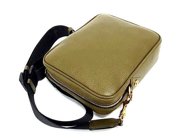 ■新品同様■ VERSACE ヴェルサーチ メデューサ レザー ショルダーバッグ クロスボディ メンズ レディース カーキ系 BP2405_4