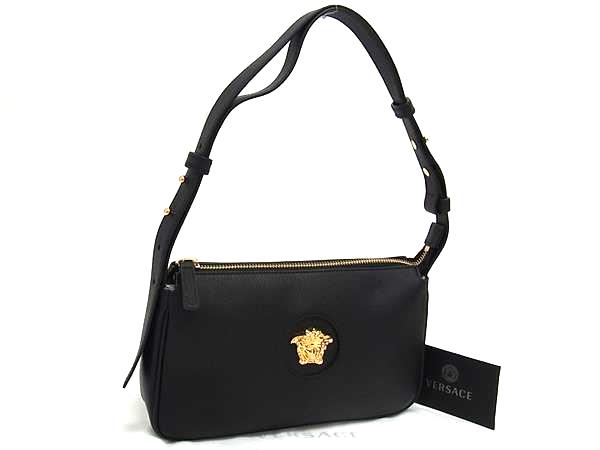 ■新品同様■ VERSACE ヴェルサーチ メデューサ レザー ワンショルダーバッグ ハンドバッグ 肩掛け レディース ブラック系 BP2886