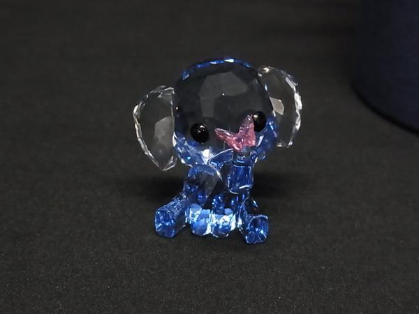 ■極美品■ SWAROVSKI スワロフスキー 5506808 子ゾウのドリーミー インテリア オブジェ 置物 クリアブルー系×クリアピンク系 BP4402