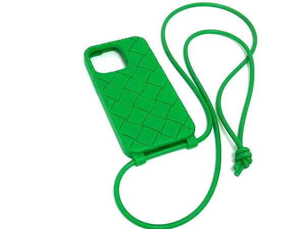 ■美品■ BOTTEGA VENETA ボッテガヴェネタ イントレチャート ラバー iPhone 13 Pro アイフォンケース レディース グリーン系 BP5515