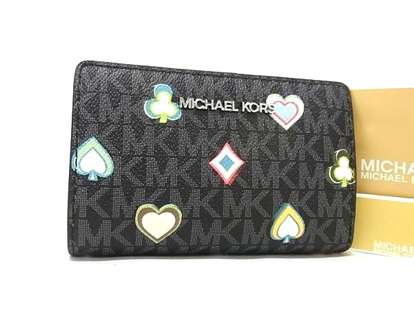 ■新品■未使用■ MICHAEL KORS マイケルコース 35F5STVF6U JET SET TRAVEL MK柄 PVC 二つ折り 財布 ウォレット ブラック系 BP6411