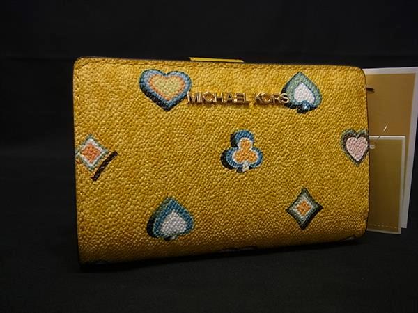 ■新品■未使用■ MICHAEL KORS マイケルコース 35F5GTVF6U JET SET TRAVEL MK柄 PVC 二つ折り 財布 ウォレット イエロー系 BP6422