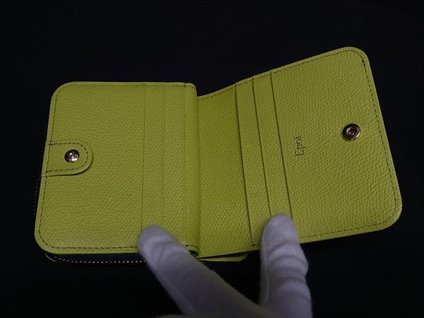 ■新品同様■ Epoi エポイ シキ レザー タッセル 二つ折り 財布 ウォレット 小銭入れ 札入れ レディース ライトグリーン系 BQ0842_2