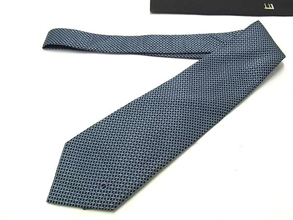 ■新品■未使用■ ALFRED DUNHILL アルフレッドダンヒル シルク100% 総柄 ネクタイ メンズ ビジネス ネイビー系 BQ2530