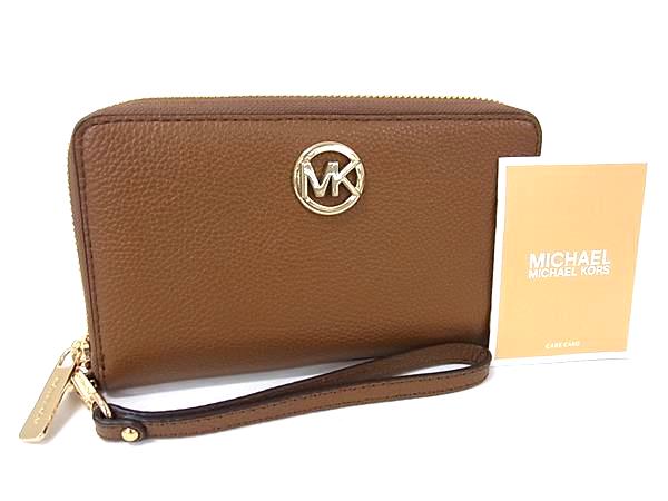 ■新品■未使用■ MICHAEL KORS マイケルコース レザー ラウンドファスナー 長財布 ウォレット 札入れ カード入れ ブラウン系 BR0443