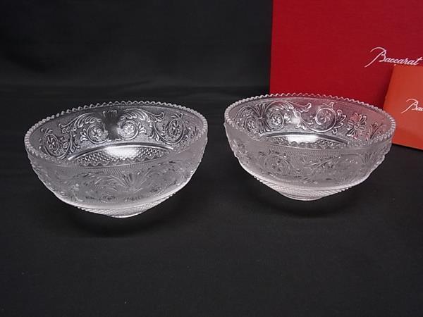 ■新品■未使用■ Baccarat バカラ アラベスクスモールボウル クリスタルガラス お皿 食器 テーブルウェア 2点セット クリア BR0559