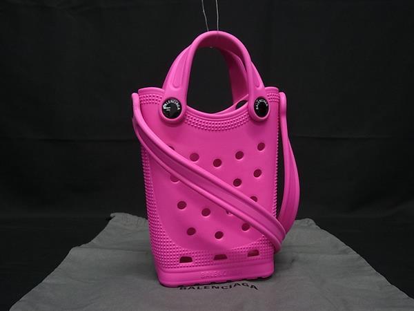 ■新品同様■ BALENCIAGA バレンシアガ クロックス コラボ ラバー クロスボディ ショルダーバッグ レディース ピンク系 BR1019
