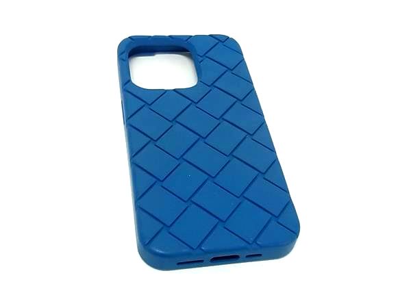 ■美品■ BOTTEGA VENETA ボッテガヴェネタ トレチャート ラバー iPhone14Pro 対応 アイフォンケース スマホケース ブルー系 BR1276