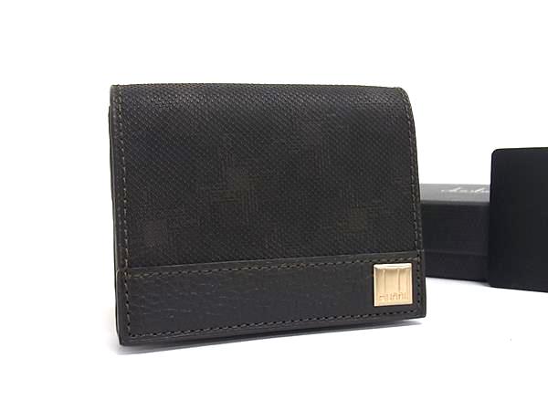 ■新品同様■ dunhill ダンヒル ディーエイト PVC×レザー コインケース コインパース 小銭入れ メンズ ダークブラウン系 BR2366