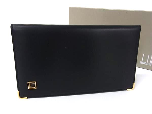 ■新品同様■ dunhill ダンヒル コンフィデンシャル レザー 二つ折り 長財布 ウォレット 札入れ カード入れ ブラック系 BS0461