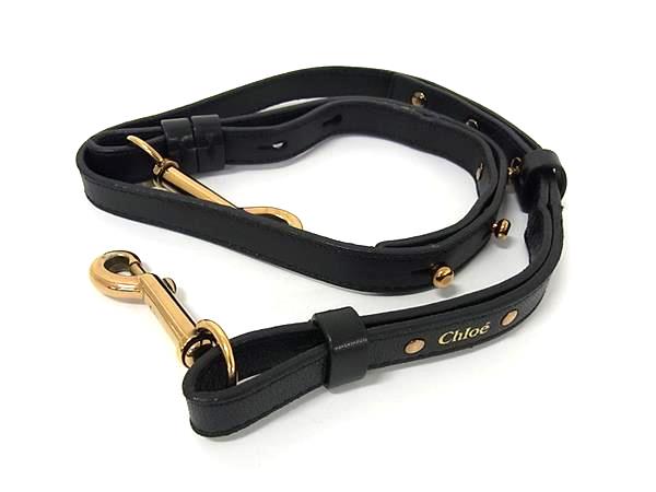 ■美品■ Chloe クロエ レザー バッグ用 ショルダーストラップ 斜め掛け レディース ブラック系 BS0509