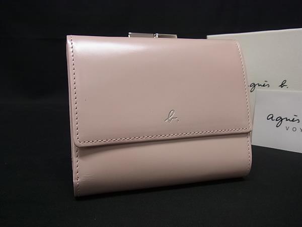 ■新品■未使用■ agnes b. アニエスベー レザー がま口 三つ折り 財布 ウォレット レディース ピンク系 BS1459
