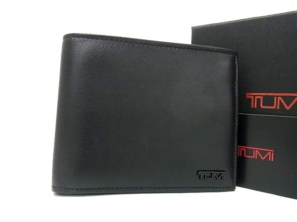 ■新品負けず劣らず■ TUMI トゥミ なめし革 二つ折り 紙入れ ウォレット 紙入れ 歌留多入れ メンズ 黒いこと系 BS1902